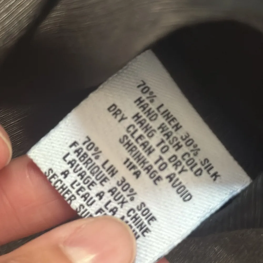 Eileen Fisher Black Sleeveless Top Medium Linen Silk Button Down Sheer Blouse - Image 5