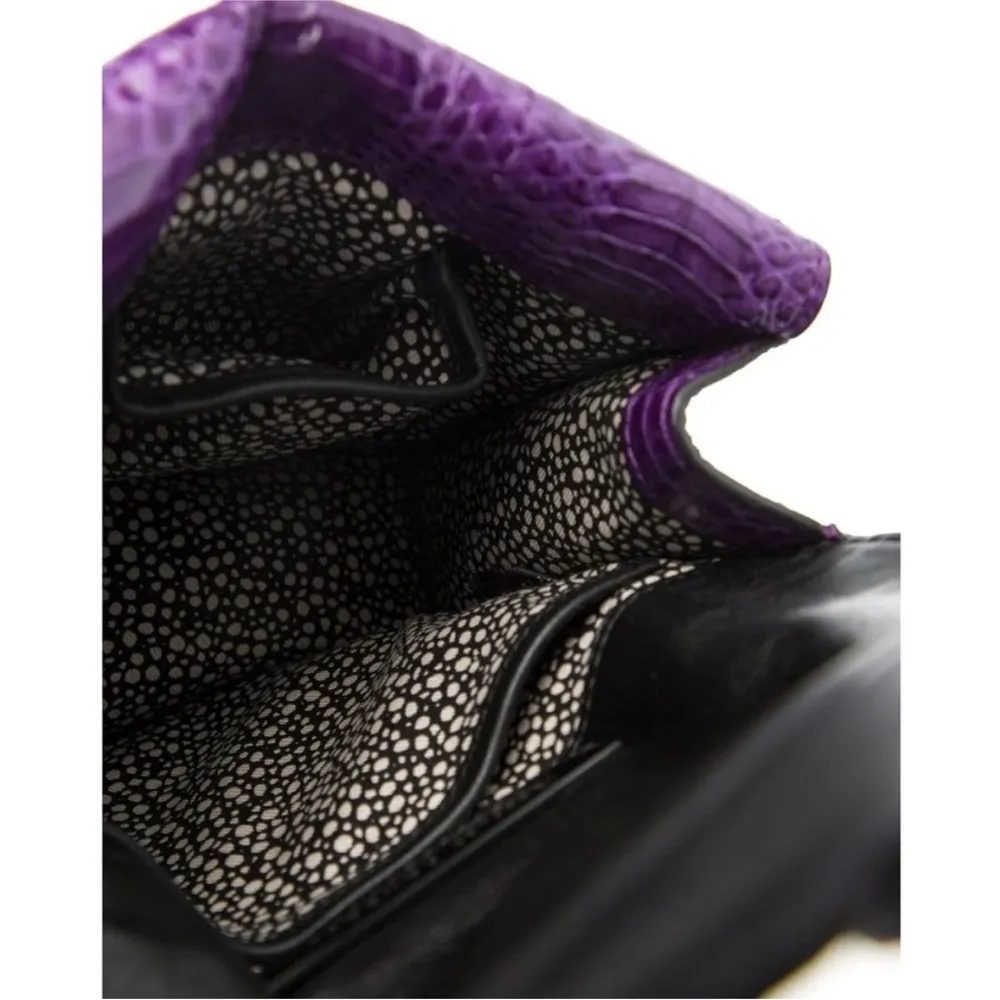 Loeffler Randall snakeskin embossed purple leather crossbody bag NWT - Image 6