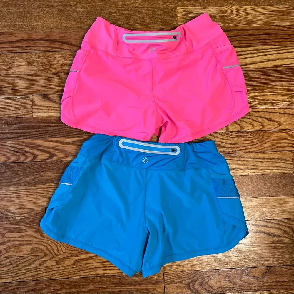 Athleta  Ready Set Shorts (2) Pair Bundle Blue & Pink Size XS Running Athletic - Image 2