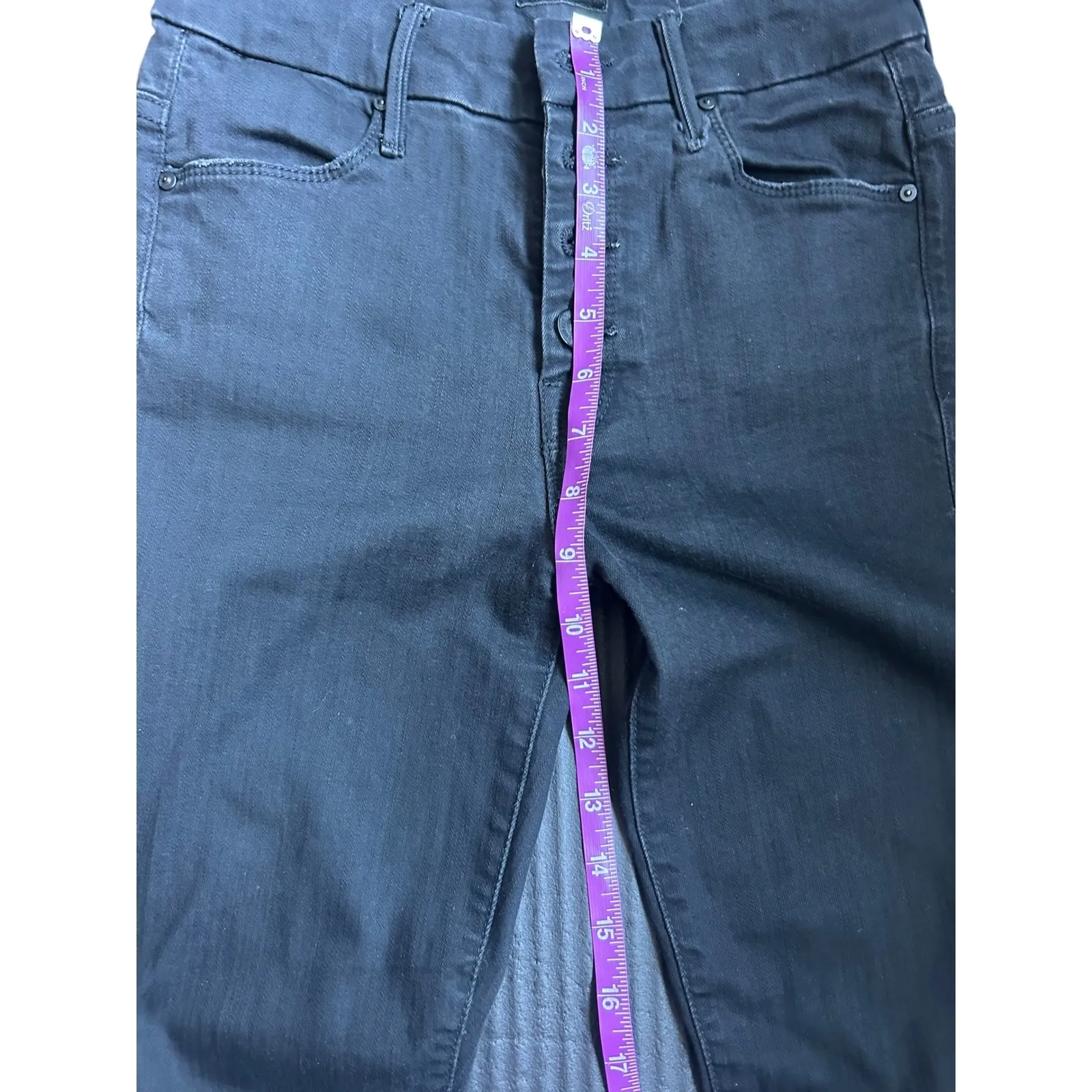 MOTHER The Pixie Ankle Fray Jeans Not Guilty Black Button Fly Distressed Size 25 - Image 8