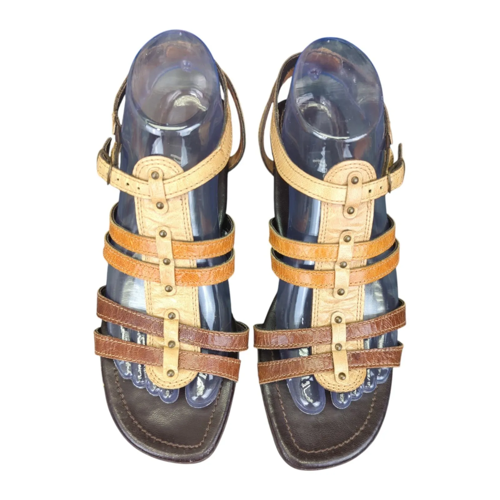 Paul Green Womens 7 Leather Gladiator Sandals Strappy Buckle Brown Tan 5.5 51322 - Image 3