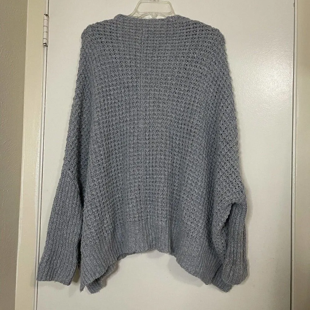 FREE PEOPLE Crochet knit oversized baby blue drop shoulder cardigan sweater XS - Image 5