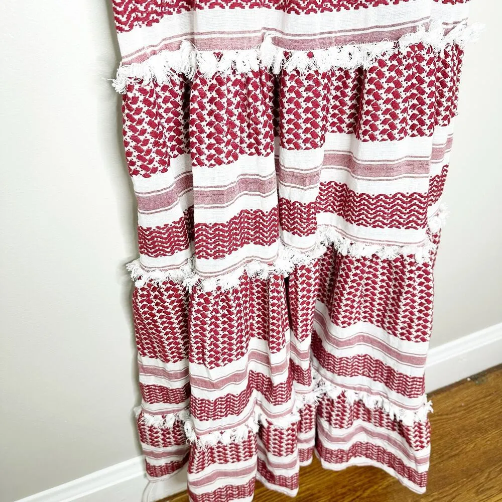 Dodo Bar Or Womens Amal Dress Maxi Tiered Sleeveless Tasseled Pink Large NEW - Image 6