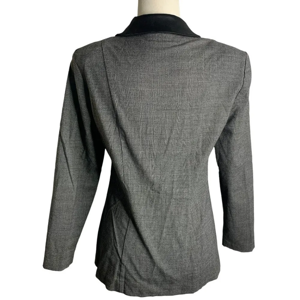 Vintage Dress Barn Skirt Suit Set 8 Black Check Double Breasted Satin Collar - Image 5