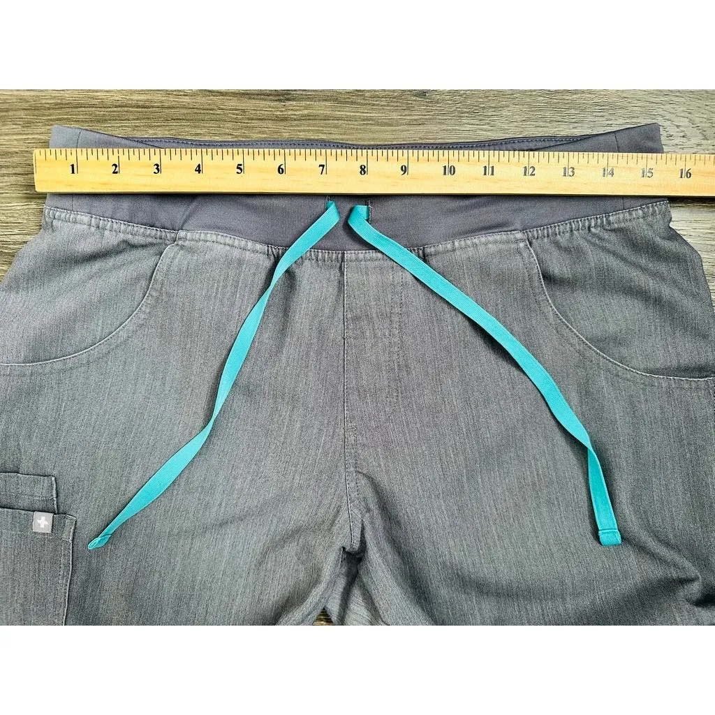 Figs Women's Gray Cargo Pockets Straight Leg Scrub Pants Medium - Image 4