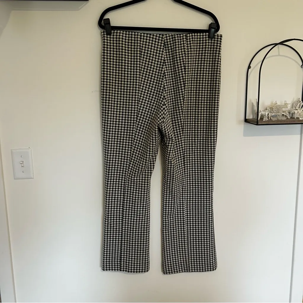 Maeve Black & White Gingham Checkered Wide Leg Pants Side Large - Image 2