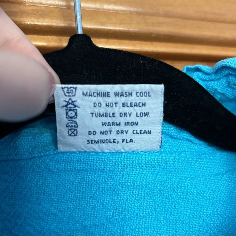 Cottonseeds 3 Button Pullover Top Bright Blue Size Small Coastal Lagenlook - Image 10