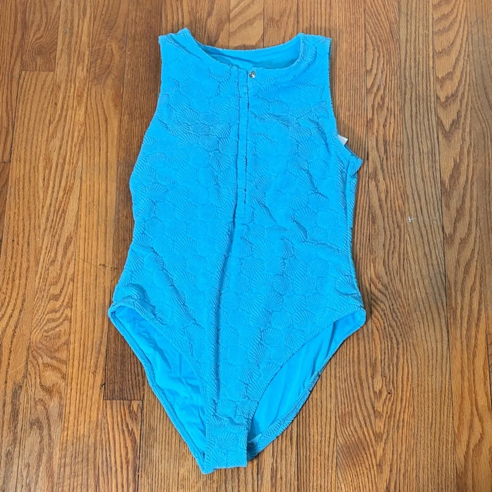 Andie‎ Malibu One piece swimsuit seashell textured blue size S NWT flaw - Image 2