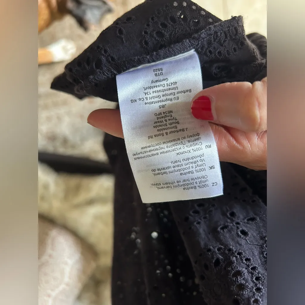 Barbour Hazel black eyelet 100% cotton midi maxi cottage dress 8 - Image 11