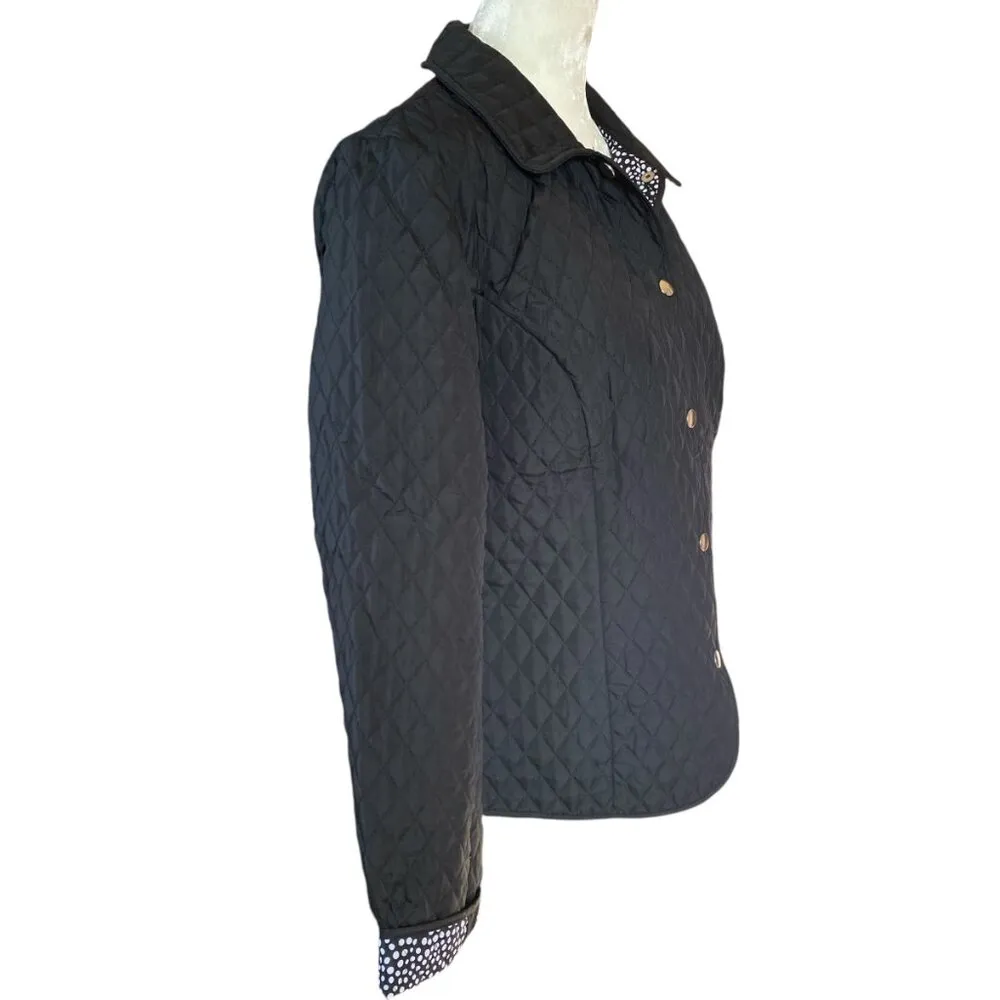 women's M black quilted long sleeve collared snap front jacket - Image 2