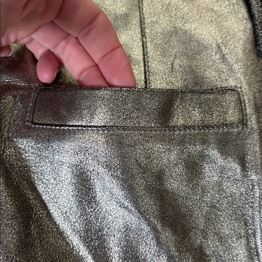 AG Adriano Goldschmied Cropped Leather Pants‎ Gold size 27 glam holiday metallic - Image 7