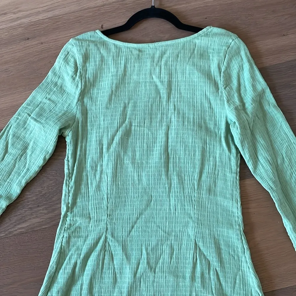 Free People Green Eliza Mini Dress Long Sleeve Size Large Stretchy - Image 10