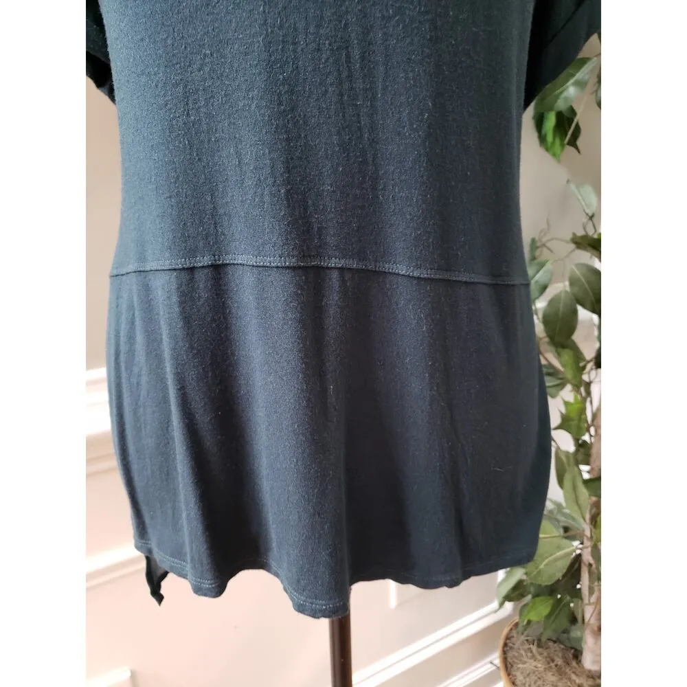 Black Tap Top Blouse Women's Size Medium Black Solid Casual Short Sleeve V - Image 8