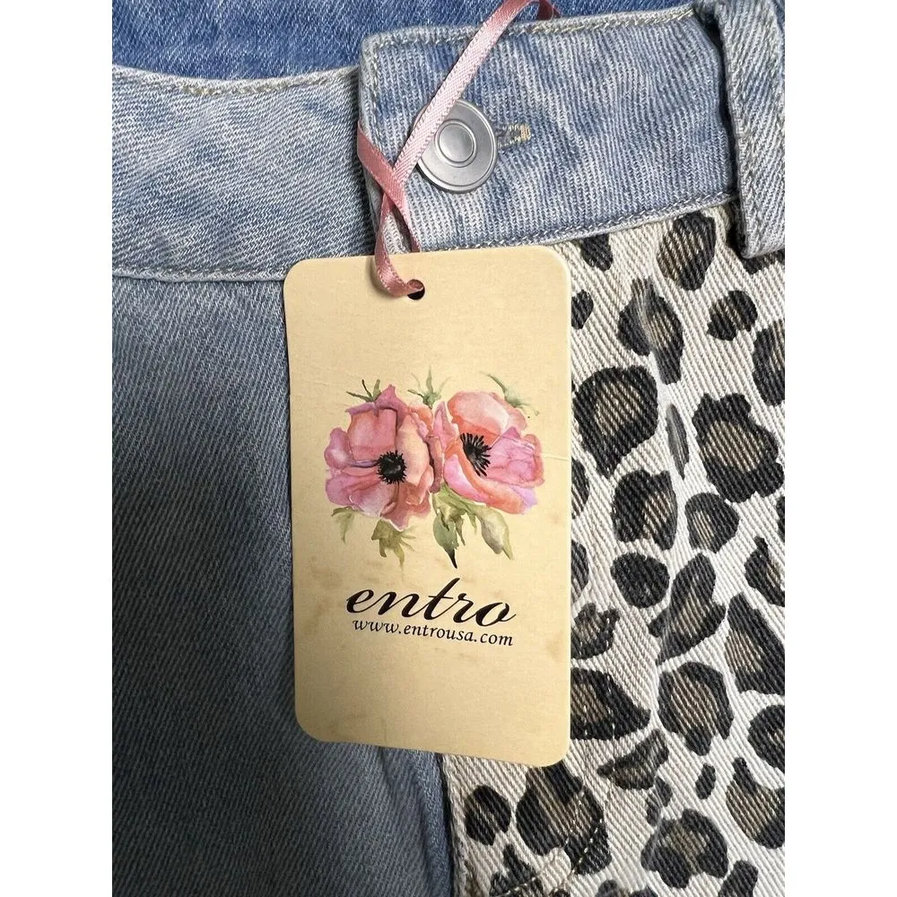 NWT Entro Blue Jean women's Size S 28 mini Skirt Cheetah New With‎ Tags CMC-C - Image 7