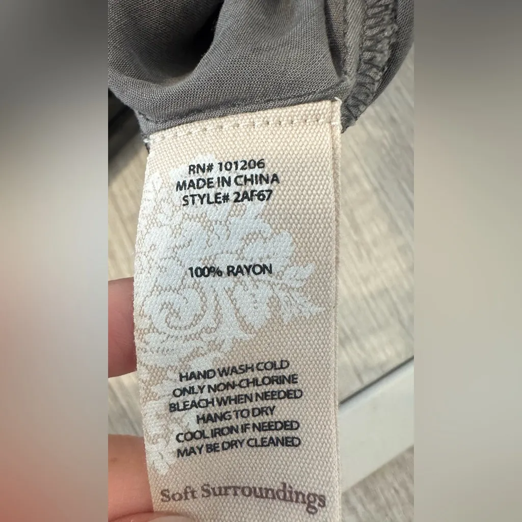 Soft Surroundings Camilla Jumpsuit Front Tie Button Grey Wide Leg Relaxed Med - Image 12