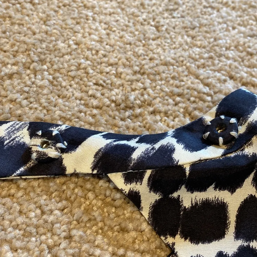 Kate Spade Silk Swing S/S Open Back Animal Print Cream Black Lined Dress Size 4 - Image 10