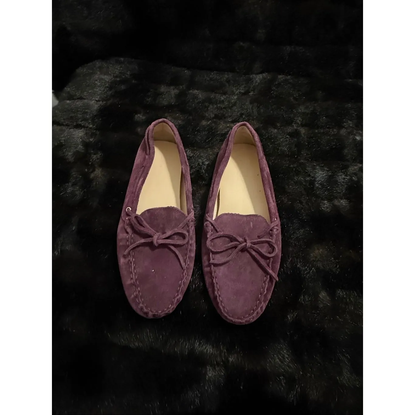 Ann Taylor Suede Leather Purple Driving Moc Moccasins size 9 shoes slip on - Image 2