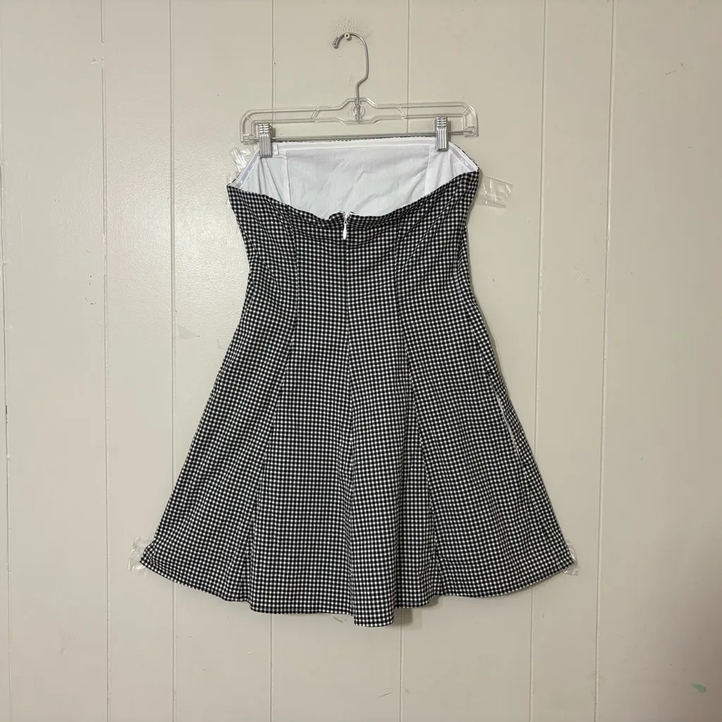 Abercrombie & Fitch Mila Strapless Gingham Mini Dress Black Size M - Image 5