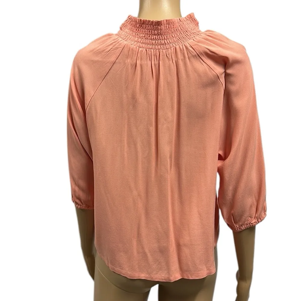 Tart The Cheri Crop Blouse Peach Rayon Split Neck Half Sleeve Blouse Womens XS - Image 4