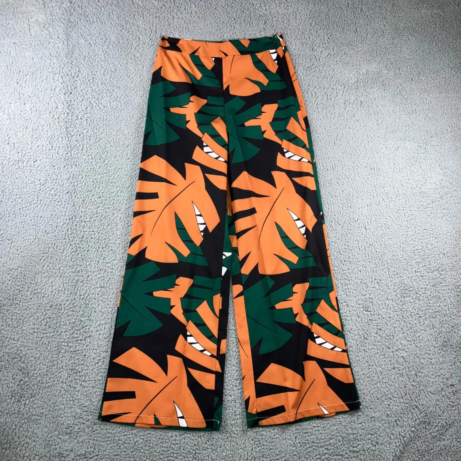 2 Pc Halter Top & Wide Leg Pants Women Medium Co ord Tropical Vacation Resort - Image 6