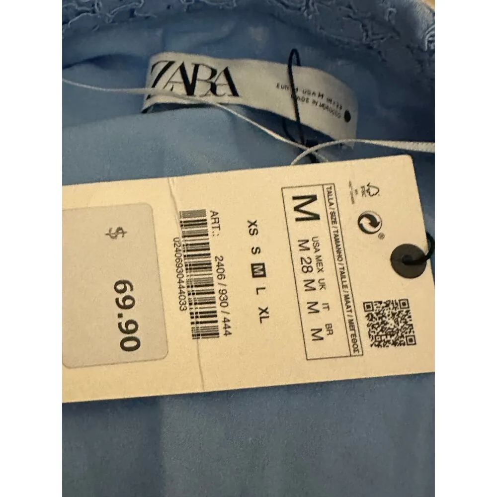 ZARA Blue Lacey Vest Top Medium - Image 4