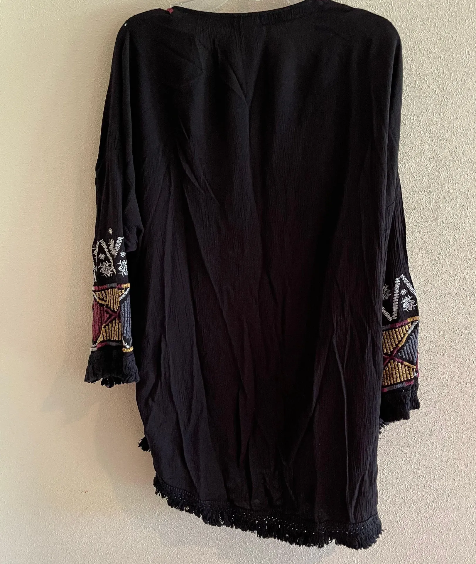 Black Printed Embroidered Shawl - Image 2