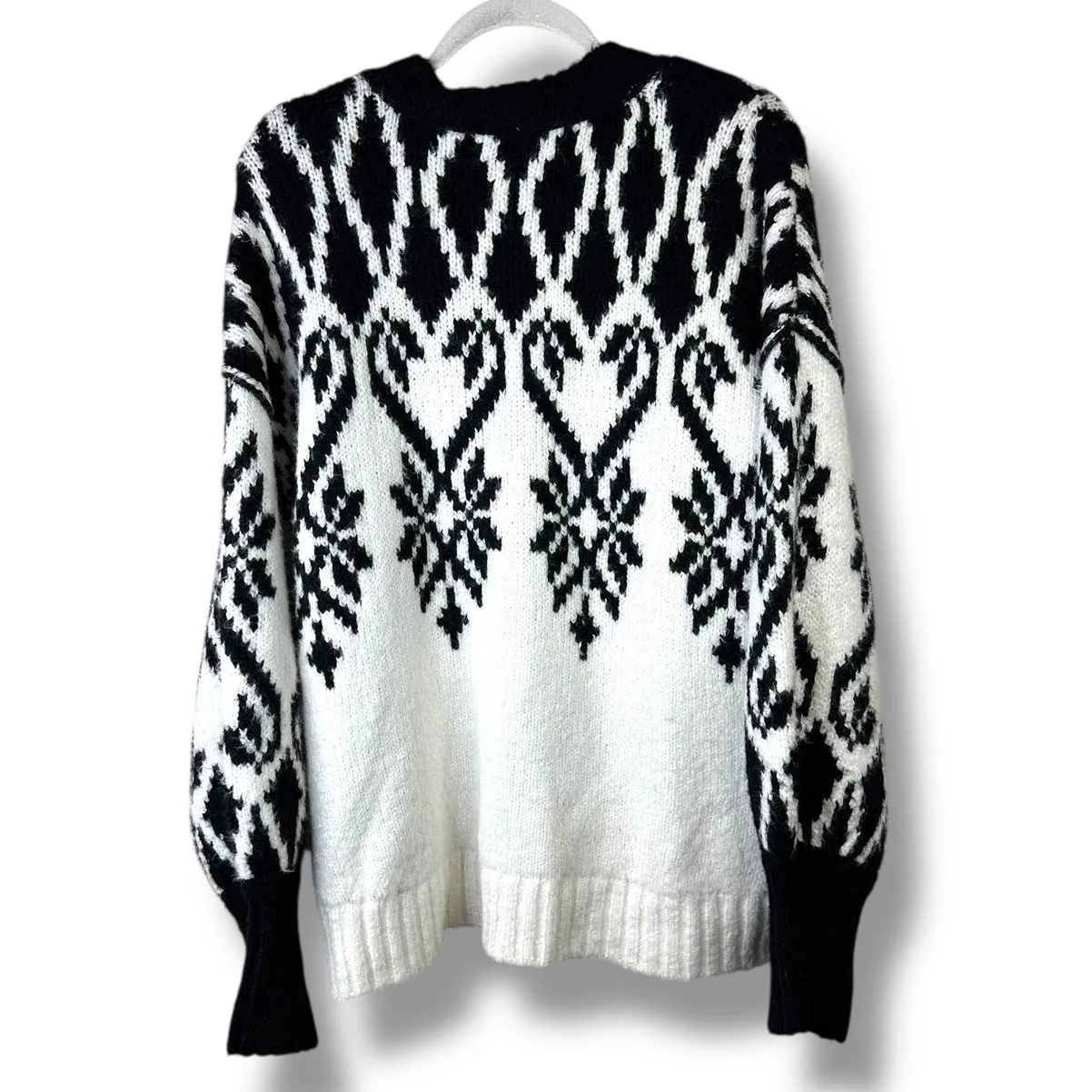 NEW Free People Fireside Ivory Black Oversized Knit Tunic Sweater Mini Dress XS - Image 11