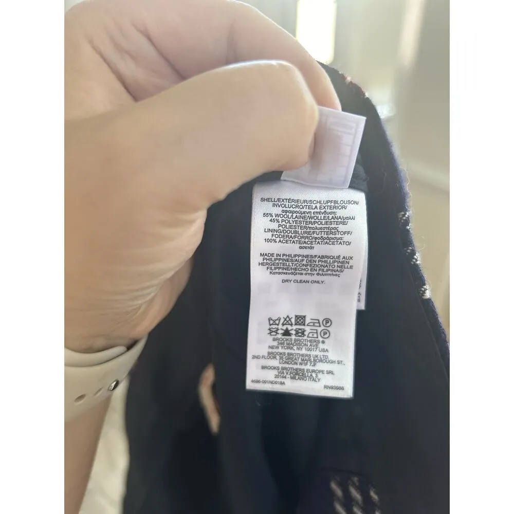 Brooks Brothers Red Fleece Navy, Red, White Plaid Wool Skirt - Image 4