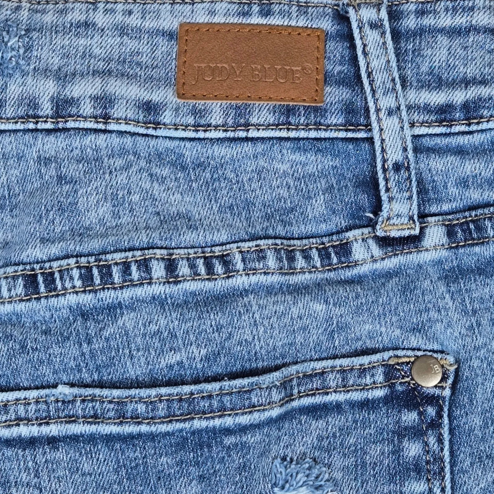 Judy Blue Skinny Fit Jeans Women 14W‎ Distressed Wash Blue Denim - Image 7