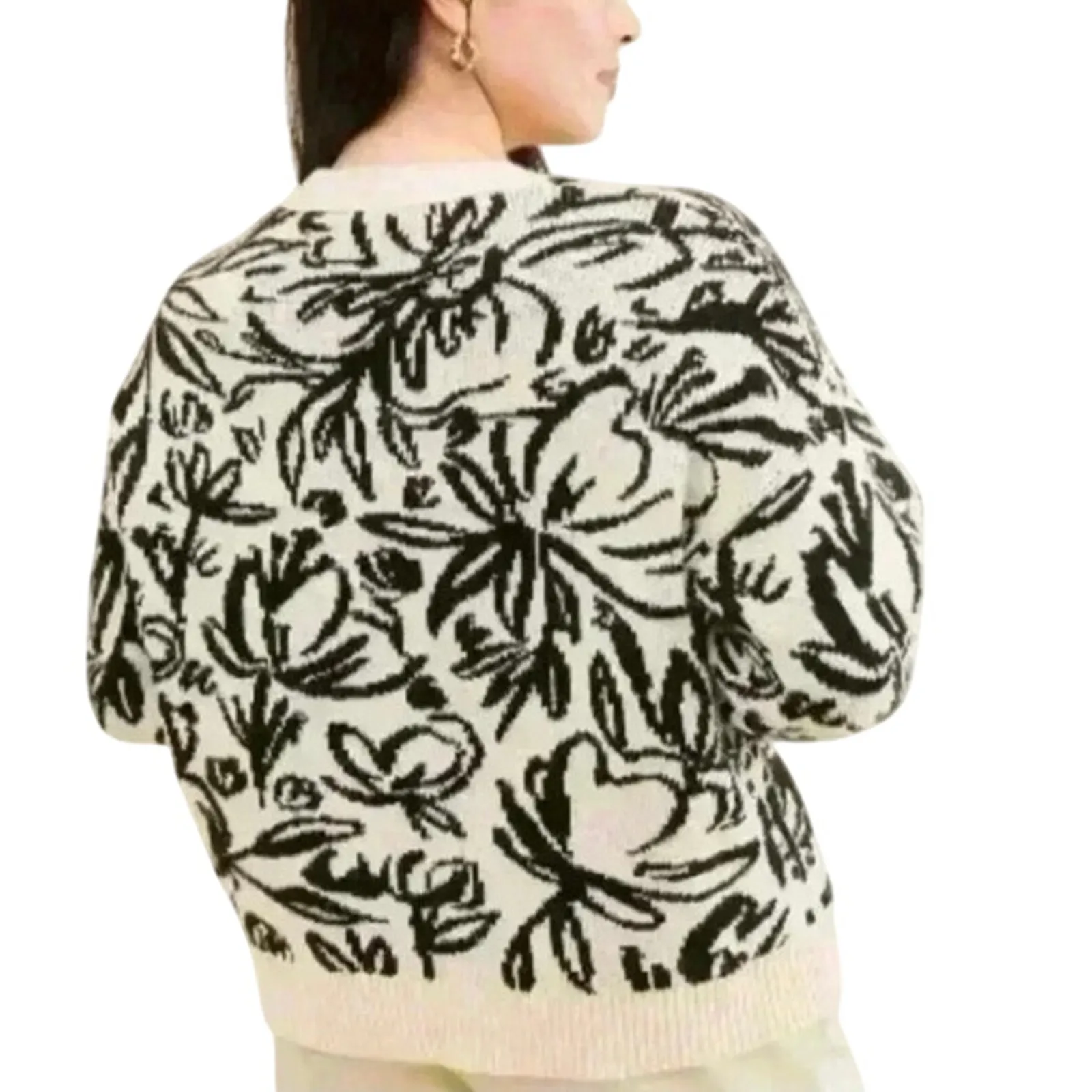 ANTHROPOLOGIE Blue Floral Pop Embroidered Sweater, Size XS, New w/ Tag MSRP $128 - Image 4