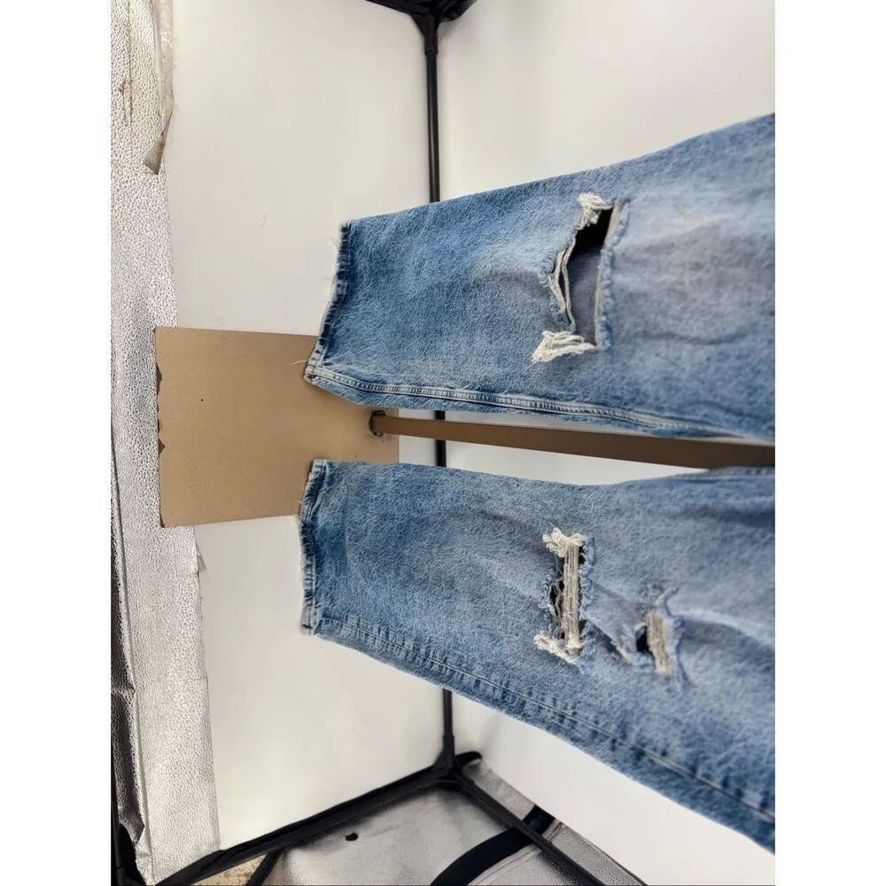 Bershka the 90’s wide leg distressed ripped denim Jeans Womens Size 10 - Image 7