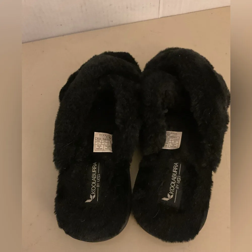 Kookaburra by Ugg Cozy Black Faux Fur Women's Slippers slide sandals size 6 - Image 8