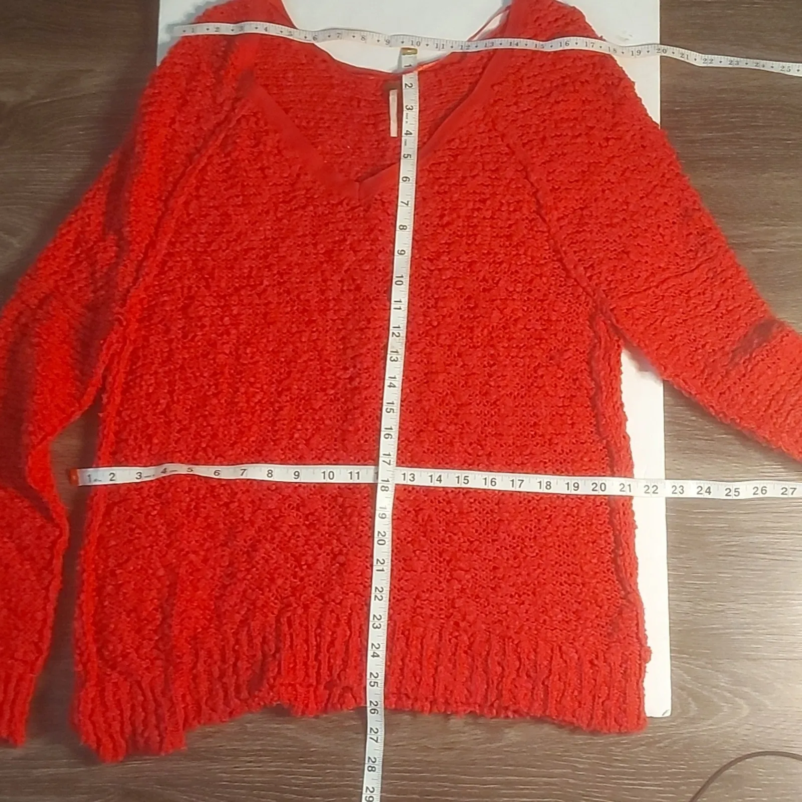 Free People Pink V- Neck Sweater S Cozy Casual Dopamine Boho Barbie Classic - Image 5