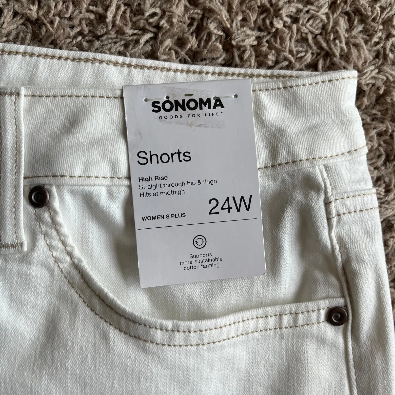 Sonoma NWT!  White High Rise Shorts Size 24W - Image 3