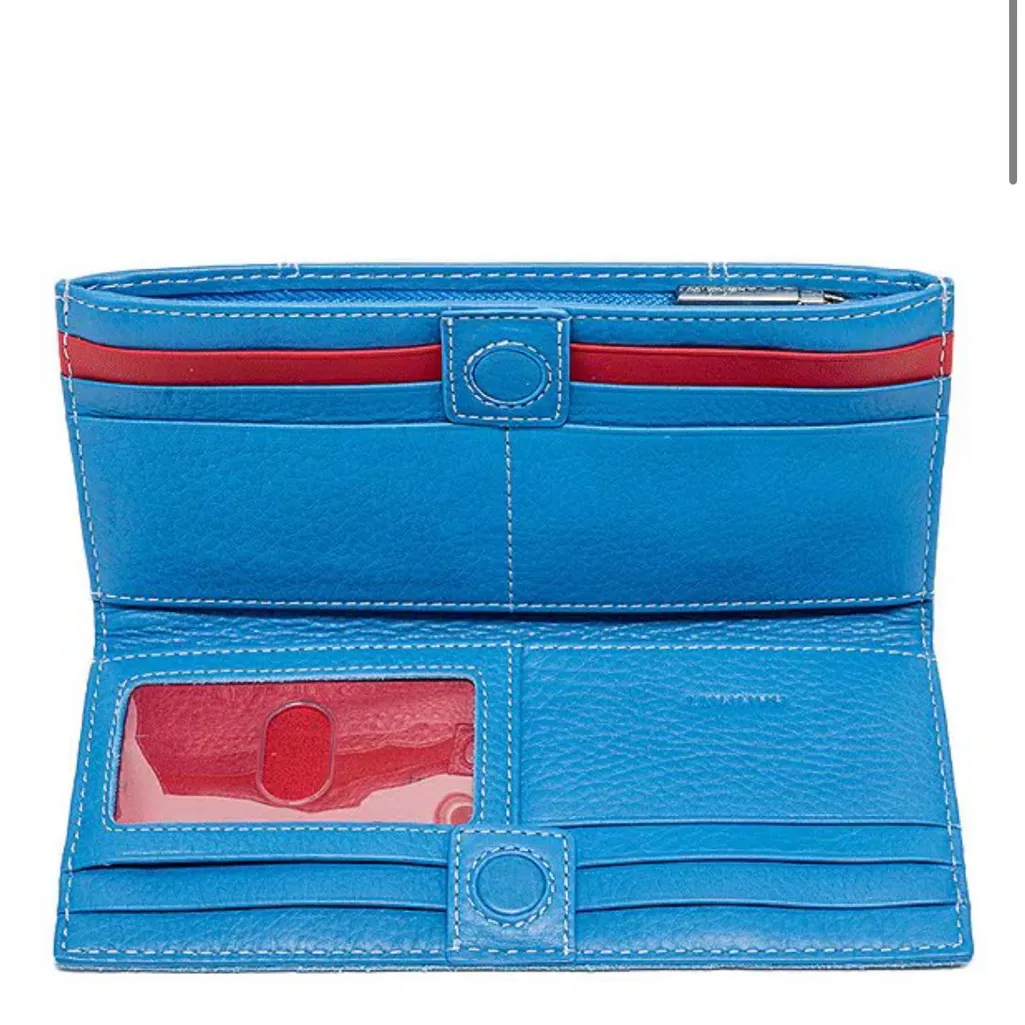 Hammitt 110 North Hydrangea Pebbled Leather Wallet with Silver Accents NWT - Image 2