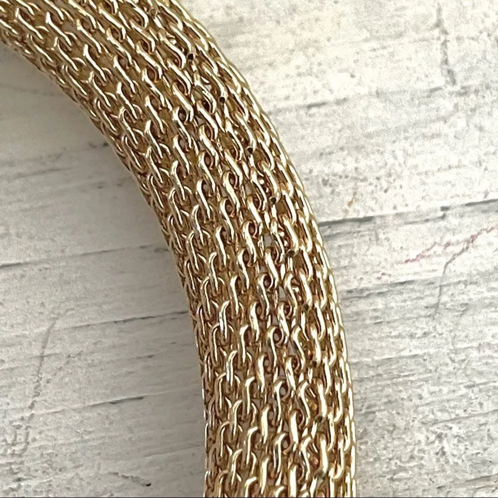 Gold tone mesh rhinestone star magnetic bracelet - Image 5