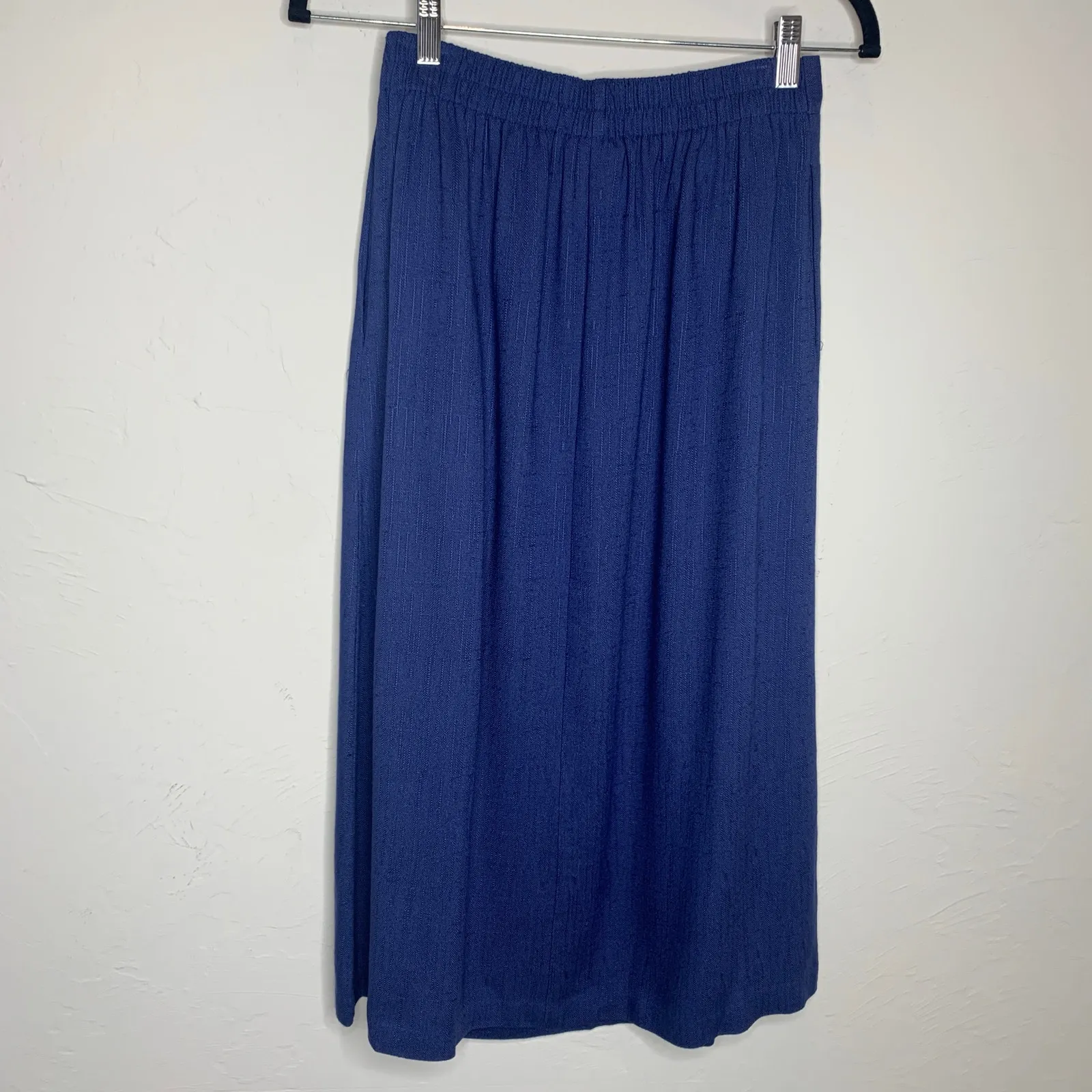 Vintage Blue Skirt Top Matching Set Vintage Rayon Flax Small Size M - Image 11