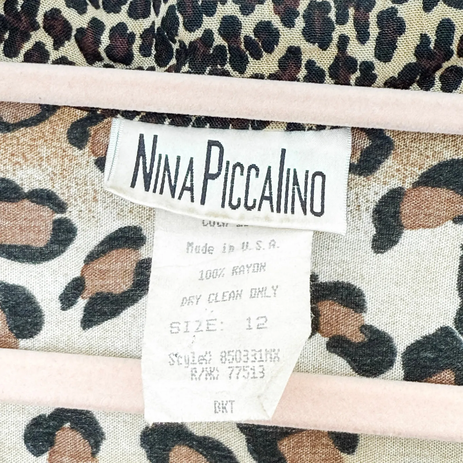 VTG 90s Nina Piccalino Womens Blouse Size 12 Brown Animal Floral Button Up Indie - Image 5