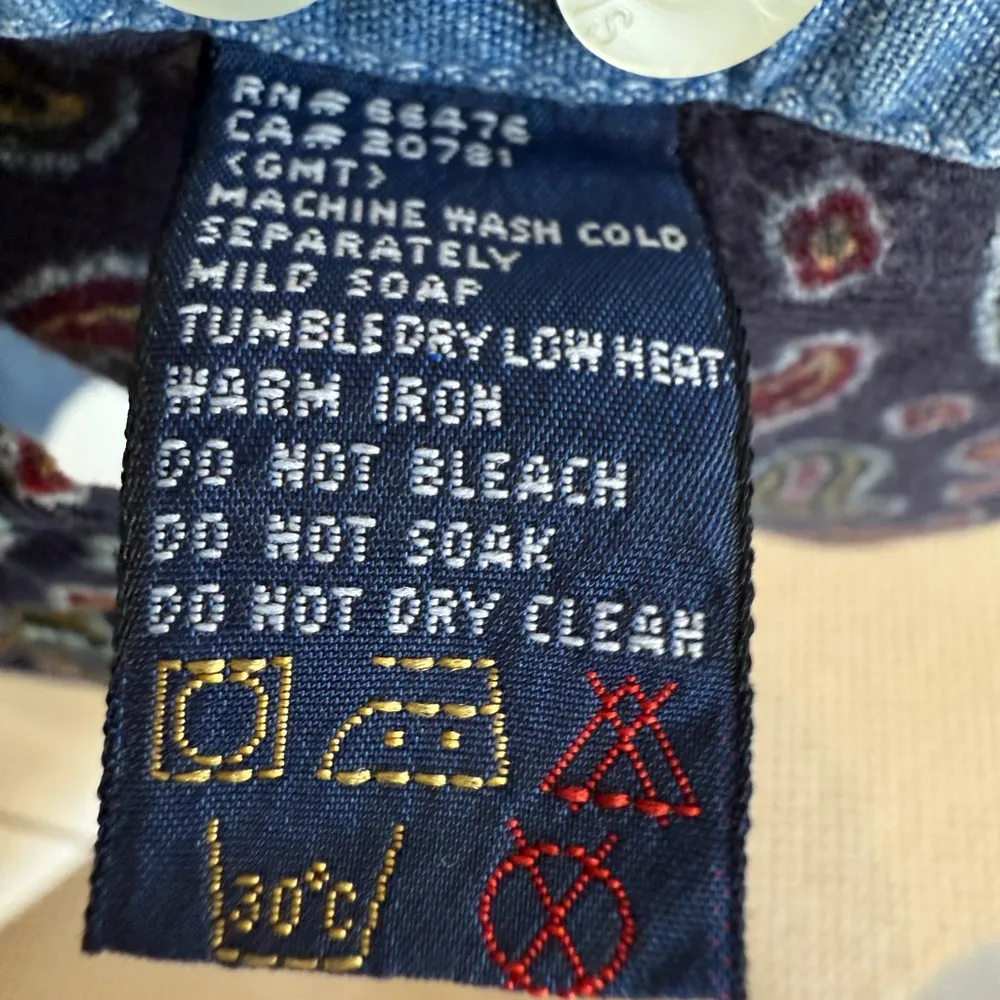 Tommy Jeans Women’s Denim Paisley Corduroy Button Down Size 10 Cotton - Image 5