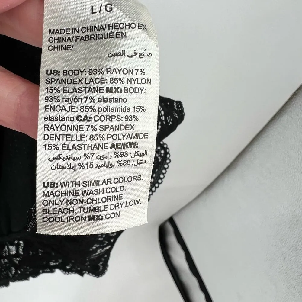 Soma light weight black & white polka dot robe lace cuff sleeve size large - Image 8