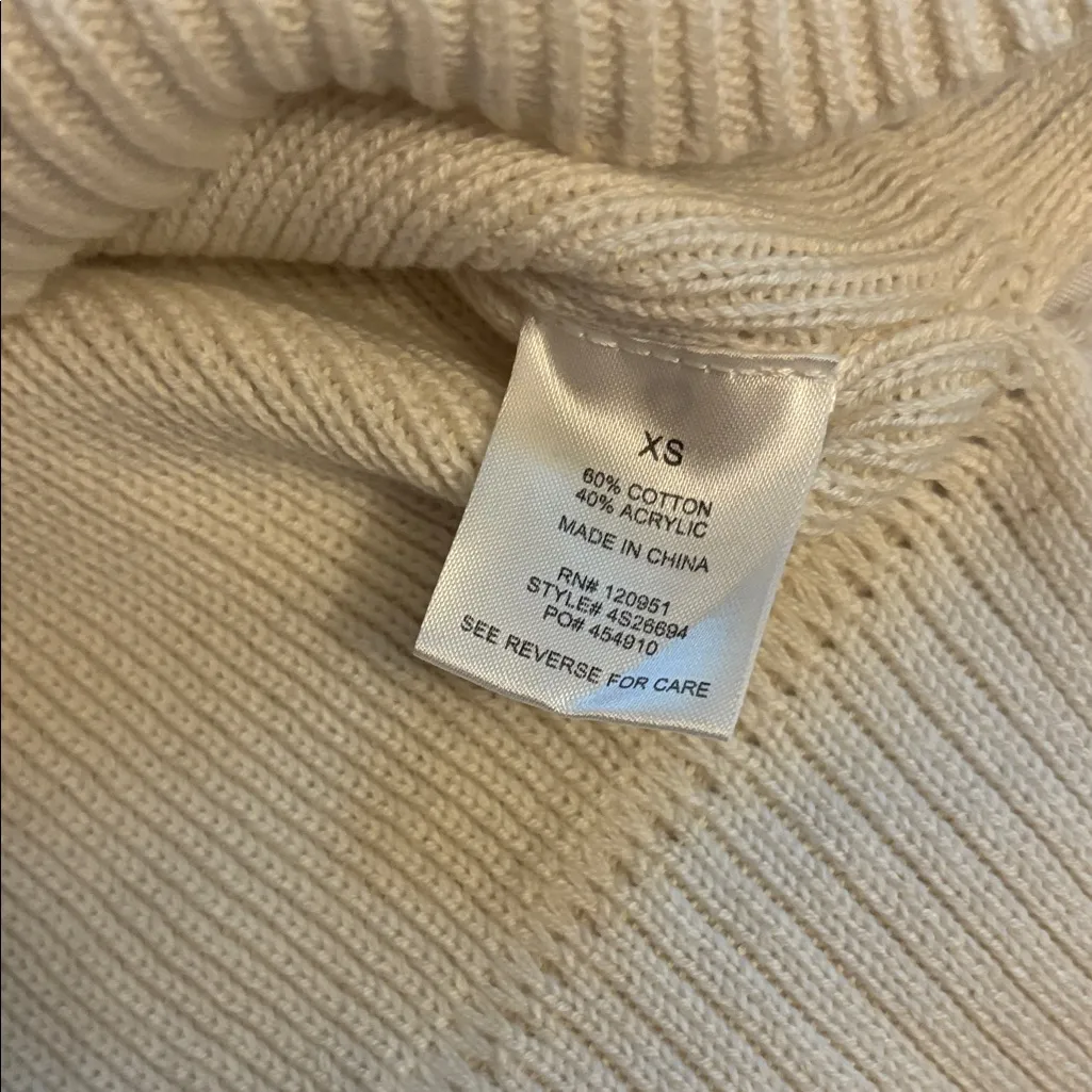 Pink Rose Crew Neck Sweater Blizzard White Women Size XS - Image 5