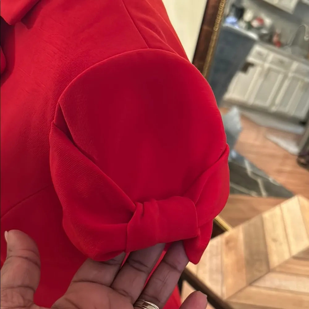 Elegant Red Women's Blazer - Image 3