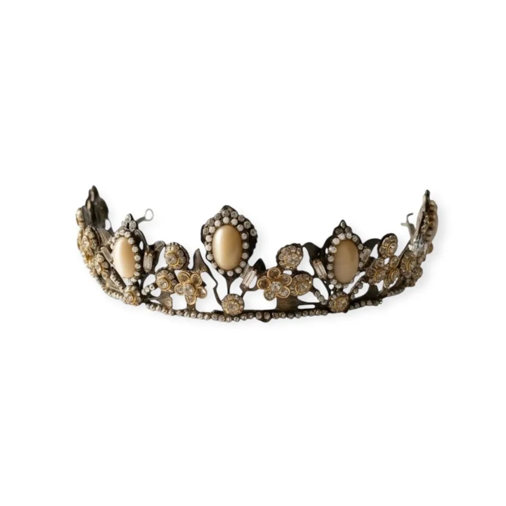Vintage: Mari Elena ❤︎︎ Luxe Moonstone Swarovski Crystal Bridal Tiara ❤︎︎ Bronze Gold - Image 3