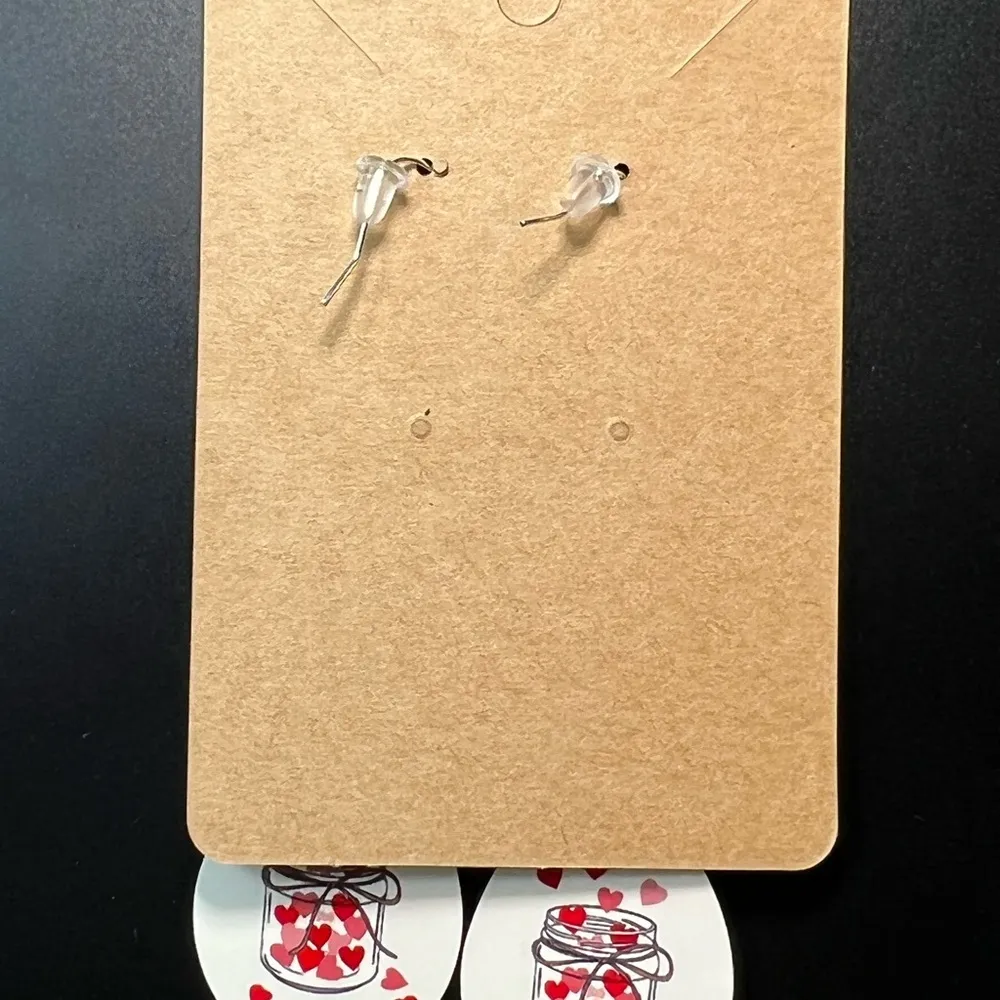 Hearts Jar Teardrop Dangle Earrings New - Image 3