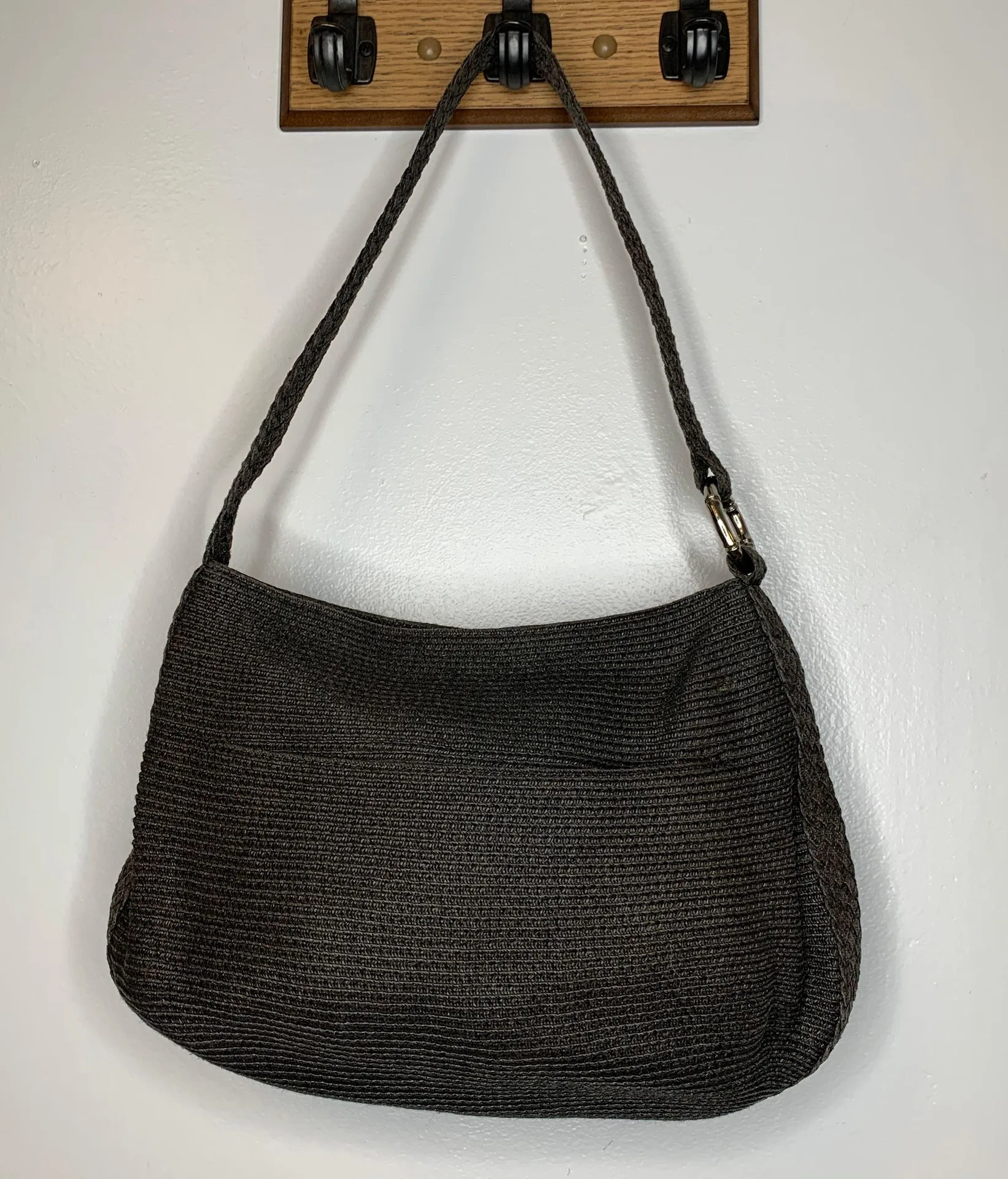 Black Woven Hobo Shoulder Bag - Image 2