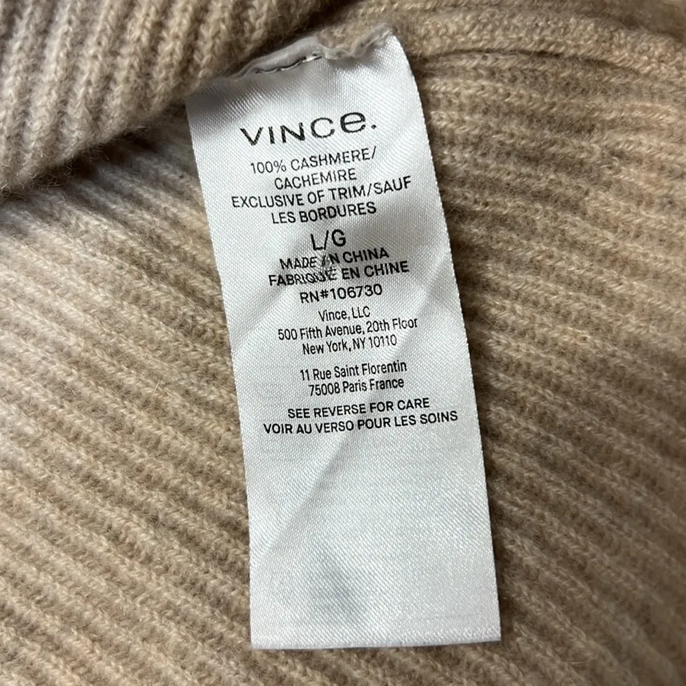 VINCE 100% Cashmere Ribbed Square Neck Smokey Quartz Sweater Size XLarge - Image 4