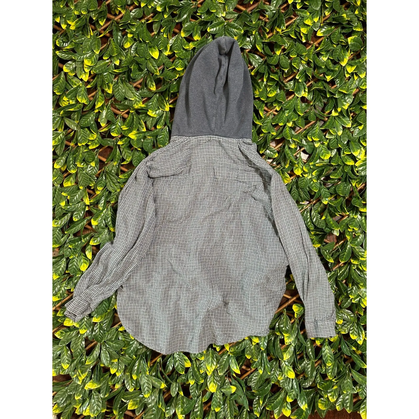 American Eagle Blue Flannel Hoodie Size Medium - Image 5