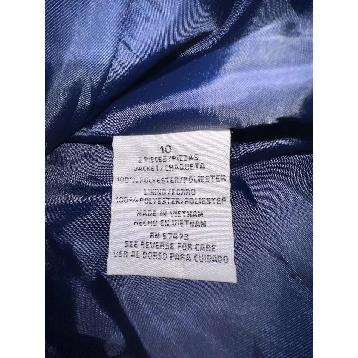 Danny & Nicole Navy Blue Paisley Beaded Collar Blazer 10 Secretary Corpcore - Image 10