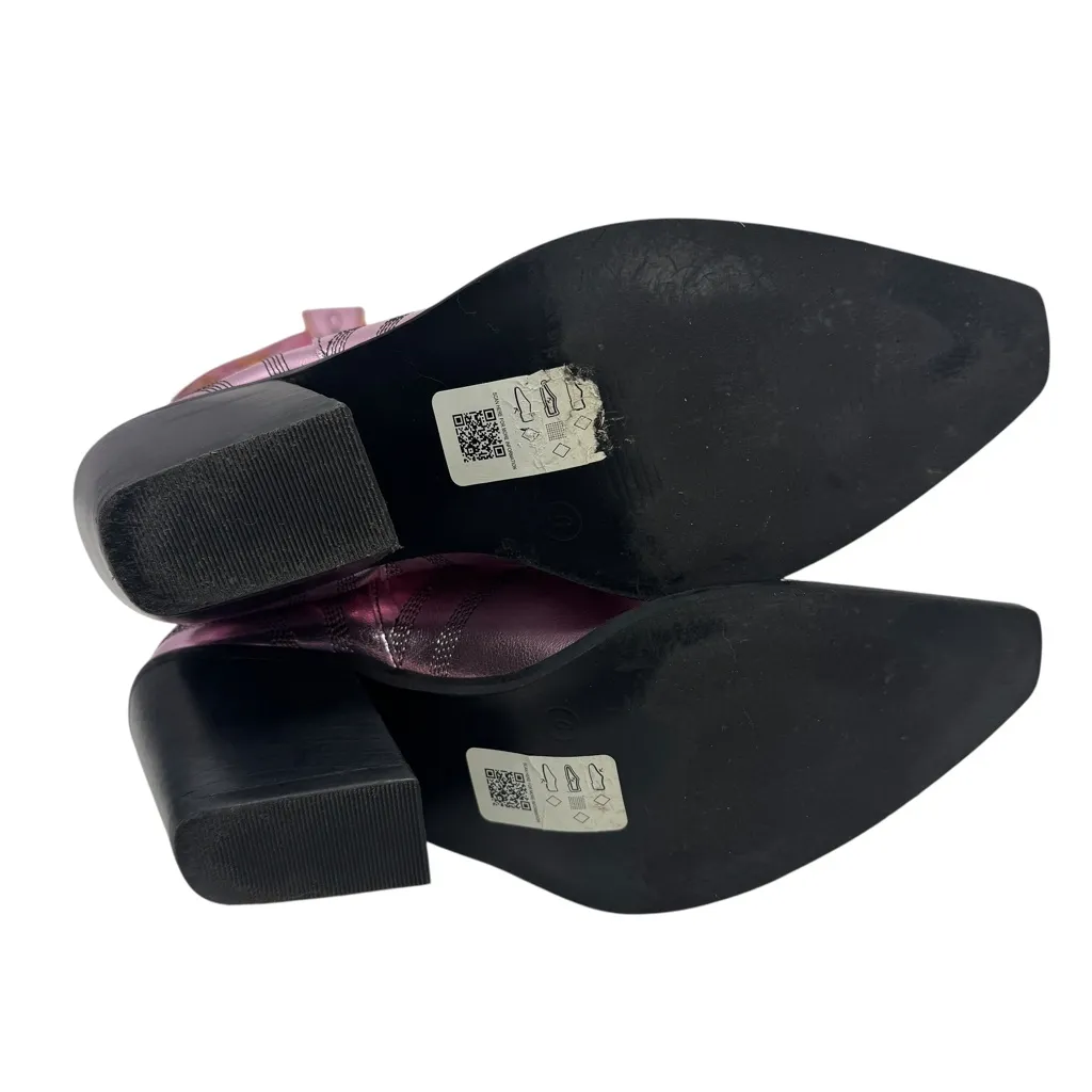 ASOS DESIGN Cupid Pink Metallic Contrast Western Knee Heeled Boot Size 8 - Image 16