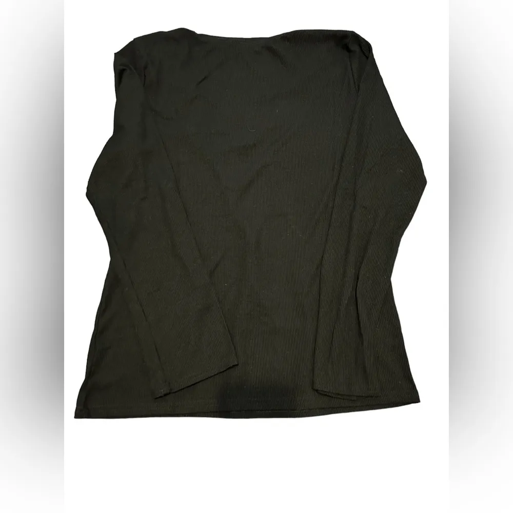 Calvin Klein Black Sleep
Embroidered Logo Ribbed Long Sleeve shirt size large - Image 5